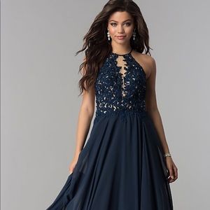 Blush Exclusive Long Lace Open Back Prom Dress